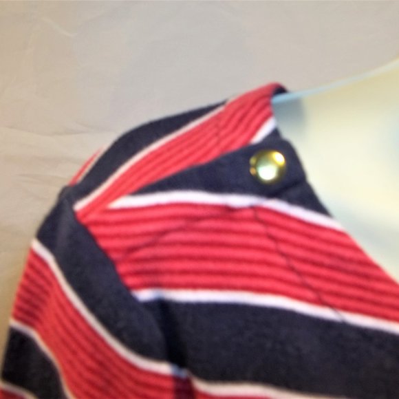 Croft & Barrow Womens Top Blouse Size PM 3/4 Sleeves Snaps Striped Red Blue - Picture 4 of 7